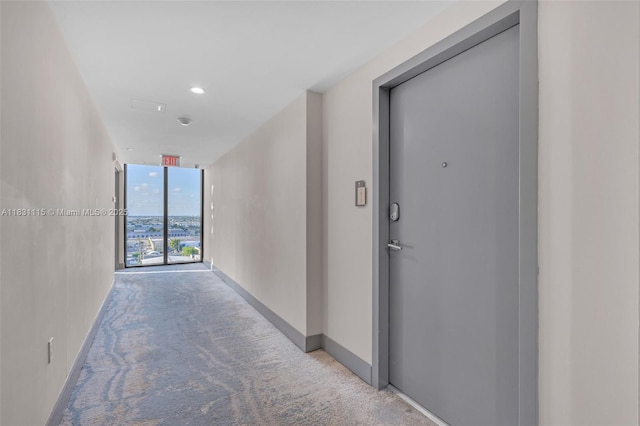 5350 NW 84th Ave Unit 1513, Doral, FL 33166 - hall with light colored carpet and a wall of windows
