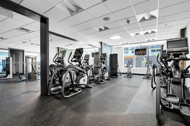 1750 N Bayshore Dr Unit 1204, Miami, FL 33132 - workout area featuring a drop ceiling