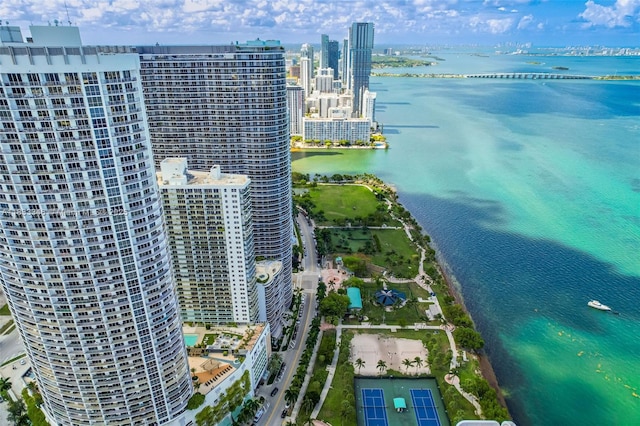 1750 N Bayshore Dr Unit 1204, Miami, FL 33132 - aerial view of property and surrounding area featuring a nearby body of water and nearby urban area