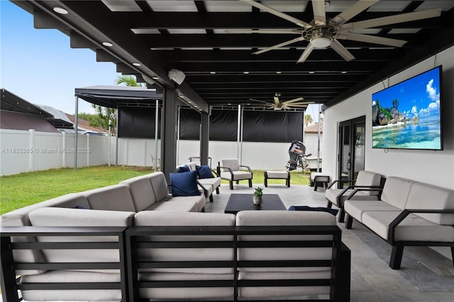 18082 SW 152nd Ct, Miami, FL 33187 - view of patio featuring ceiling fan and outdoor lounge area
