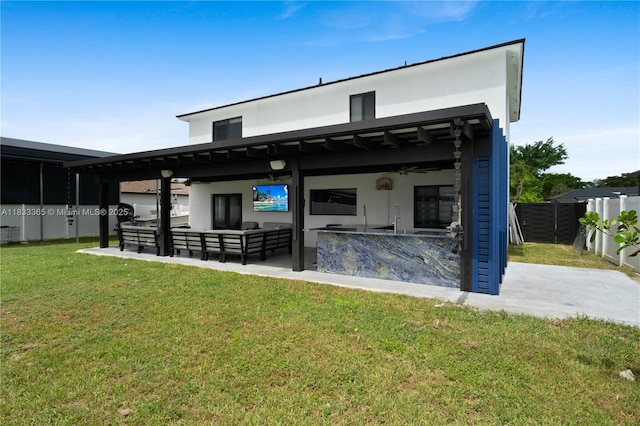18082 SW 152nd Ct, Miami, FL 33187 - rear view of property with an outdoor hangout area, a patio area, and stucco siding