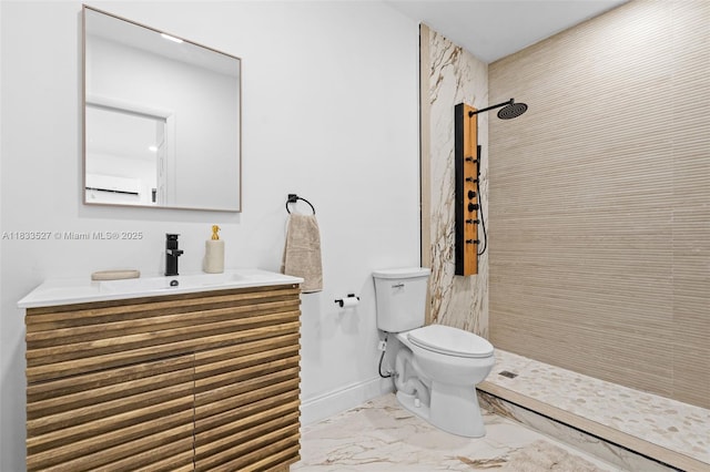 742 NW 70th St, Miami, FL 33150 - bathroom with marble look tile flooring, vanity, and tiled shower