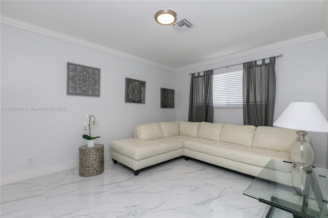 4326 Jackson St, Hollywood, FL 33021 - living room with ornamental molding and marble finish floors
