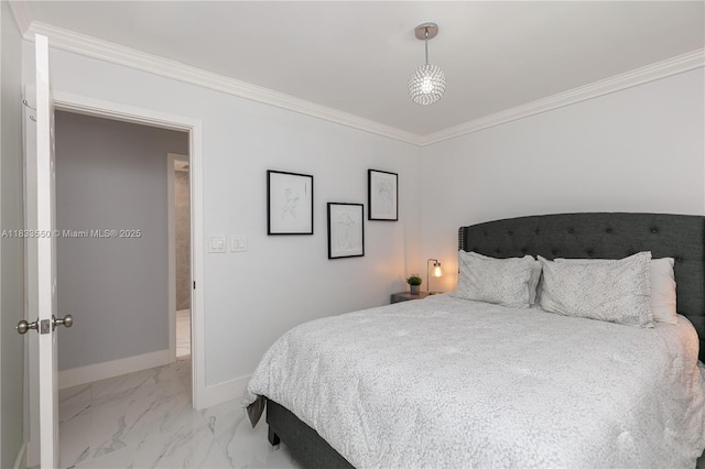 4326 Jackson St, Hollywood, FL 33021 - bedroom featuring light marble finish floors and crown molding