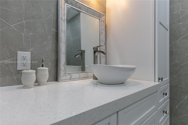 4326 Jackson St, Hollywood, FL 33021 - full bathroom with tile walls, vanity, and a stall shower