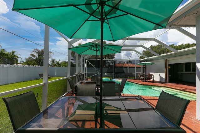 4326 Jackson St, Hollywood, FL 33021 - view of pool with outdoor dining area, a fenced backyard, and a patio