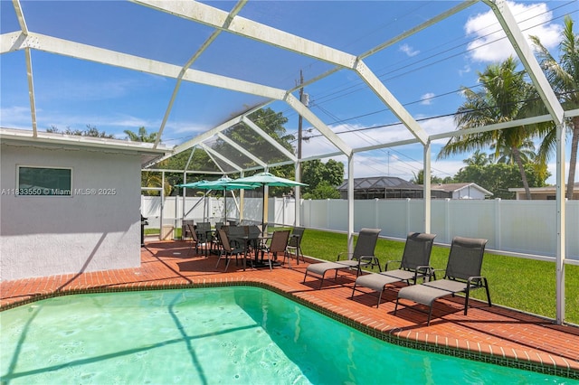 4326 Jackson St, Hollywood, FL 33021 - view of pool featuring a fenced backyard, a lanai, and a patio