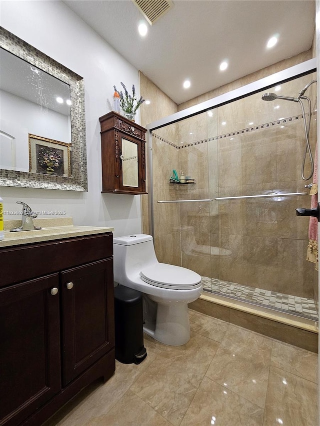 15126 NW 90th Ct, Miami Lakes, FL 33018 - full bath featuring vanity, a stall shower, and recessed lighting