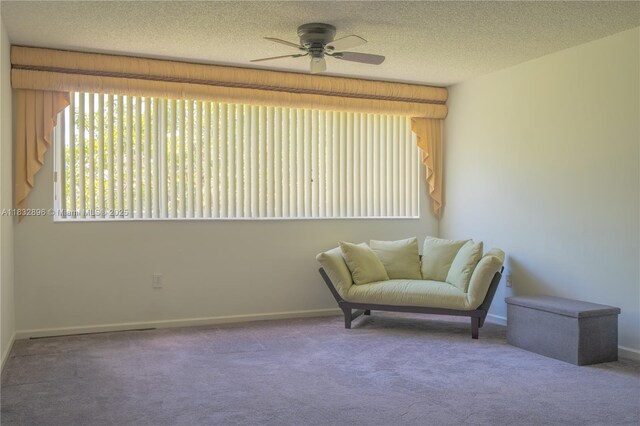 2541 N Nob Hill Rd Unit 309, Sunrise, FL 33322 - living area with a ceiling fan, carpet, and a textured ceiling