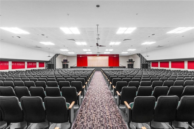 2541 N Nob Hill Rd Unit 309, Sunrise, FL 33322 - cinema room featuring ceiling fan, a drop ceiling, and carpet floors
