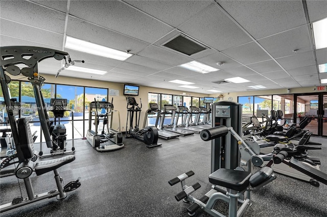 2541 N Nob Hill Rd Unit 309, Sunrise, FL 33322 - exercise room with a drop ceiling