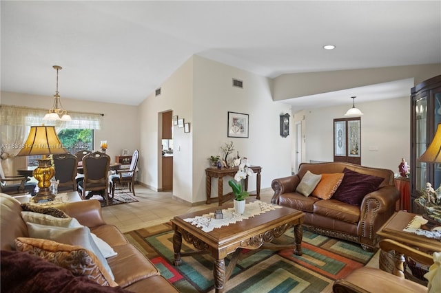 15824 Cotswold Ct, Davie, FL 33331 - living area with vaulted ceiling and light tile patterned floors