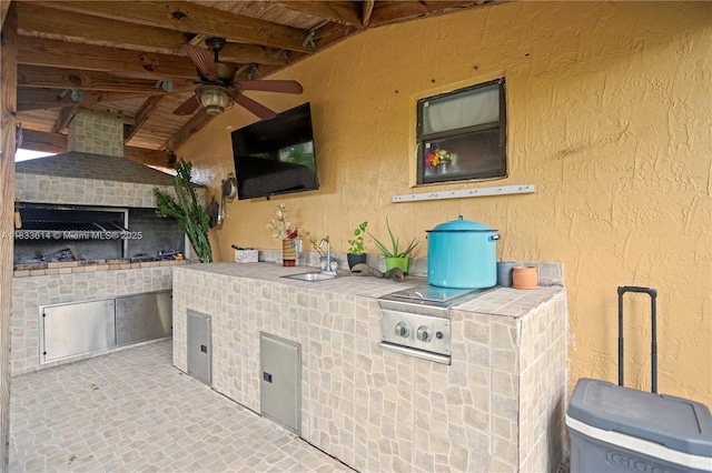 15824 Cotswold Ct, Davie, FL 33331 - view of patio with area for grilling and ceiling fan