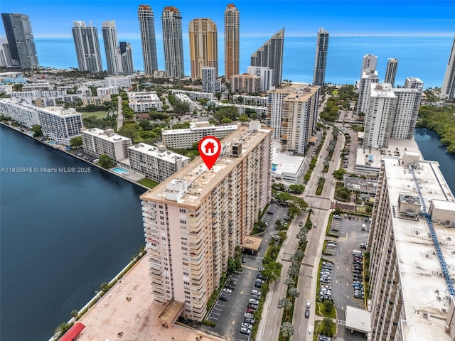 251 174th St Unit 1415, Sunny Isles Beach, FL 33160 - drone / aerial view of city skyline and a large body of water