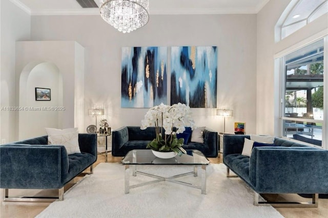 14095 NW 22nd Ct, Pembroke Pines, FL 33028 - living area with a chandelier and crown molding