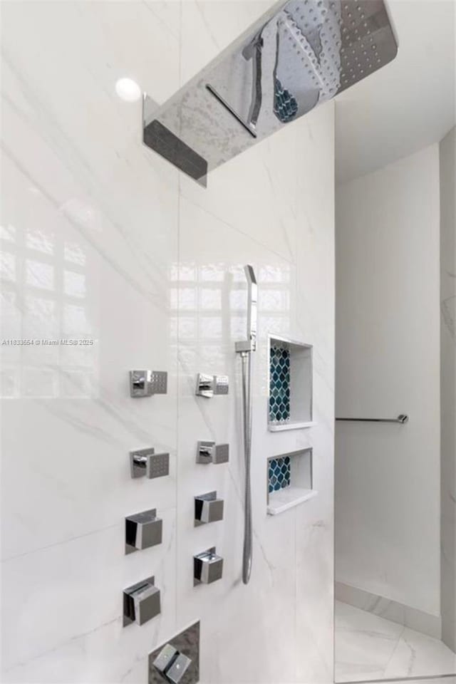 14095 NW 22nd Ct, Pembroke Pines, FL 33028 - full bathroom featuring a shower and marble look tile flooring