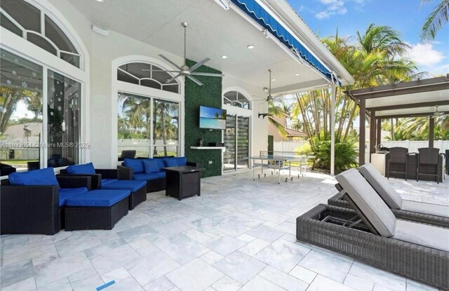 14095 NW 22nd Ct, Pembroke Pines, FL 33028 - view of patio featuring an outdoor living space, outdoor dining space, and ceiling fan