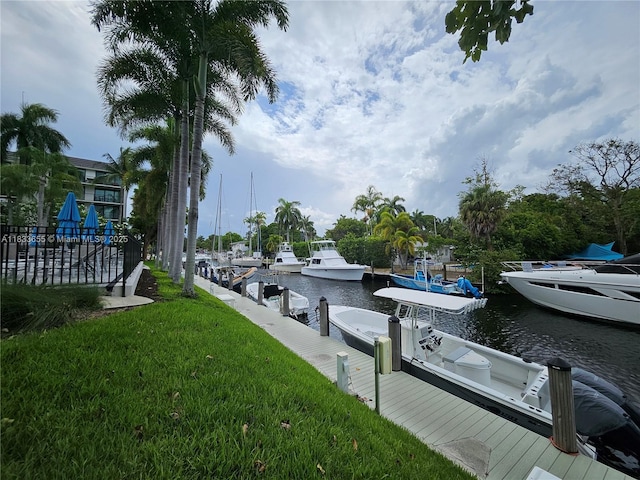 1101 River Reach Dr Unit 418, Fort Lauderdale, FL 33315 - dock featuring a water view and a yard