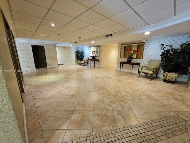1101 River Reach Dr Unit 418, Fort Lauderdale, FL 33315 - community lobby featuring wallpapered walls and a drop ceiling