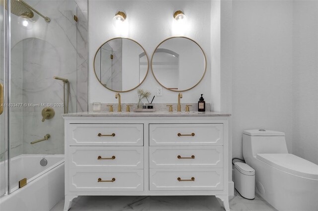 8242 NW 107th Ct Unit 7-12, Doral, FL 33178 - full bath featuring marble finish flooring, double vanity, and bathing tub / shower combination