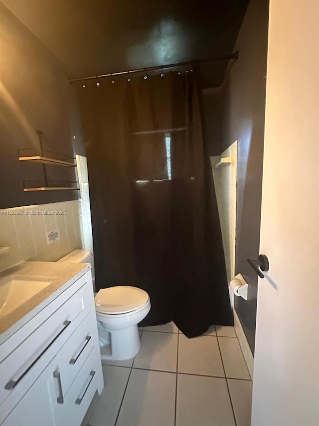 6443 Perry St, Hollywood, FL 33024 - bathroom featuring vanity, tile patterned floors, and a shower with shower curtain