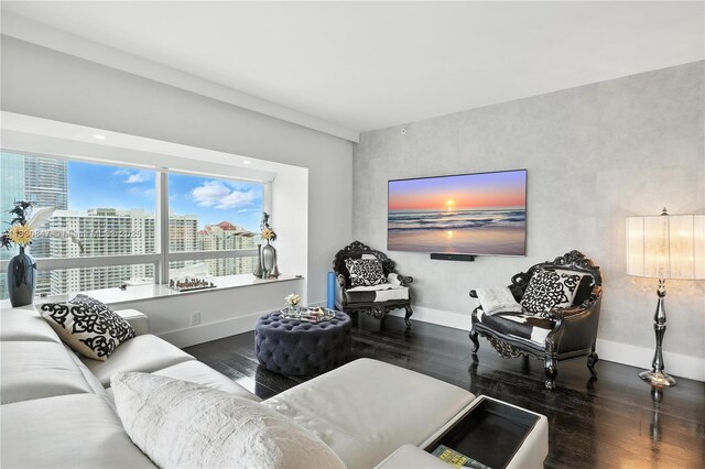 1435 Brickell Ave Unit 3512, Miami, FL 33131 - living room with wood finished floors and baseboards