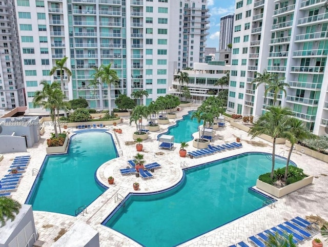 244 Biscayne Blvd Unit 440, Miami, FL 33132 - community pool with a view of city and a patio area
