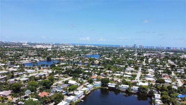 4051 NE 13th Ave Unit 55-3, Oakland Park, FL 33334 - aerial perspective of suburban area with a nearby body of water and city skyline