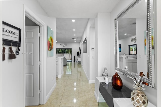5400 NW 184th St, Miami Gardens, FL 33055 - hall with recessed lighting and light tile patterned floors