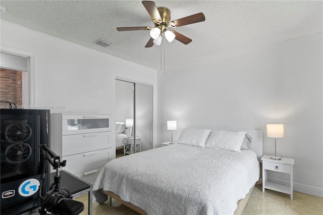 5400 NW 184th St, Miami Gardens, FL 33055 - bedroom with a closet, a textured ceiling, and ceiling fan