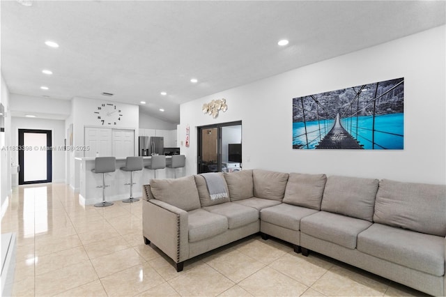 5400 NW 184th St, Miami Gardens, FL 33055 - living area with recessed lighting, light tile patterned floors, and vaulted ceiling
