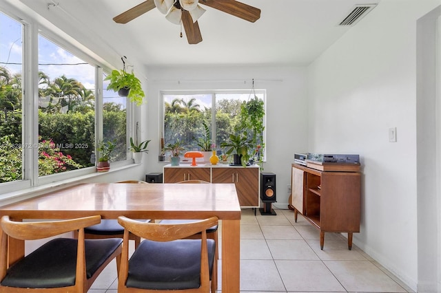 220 NW 35th Ct, Oakland Park, FL 33309 - dining space featuring ceiling fan and light tile patterned floors