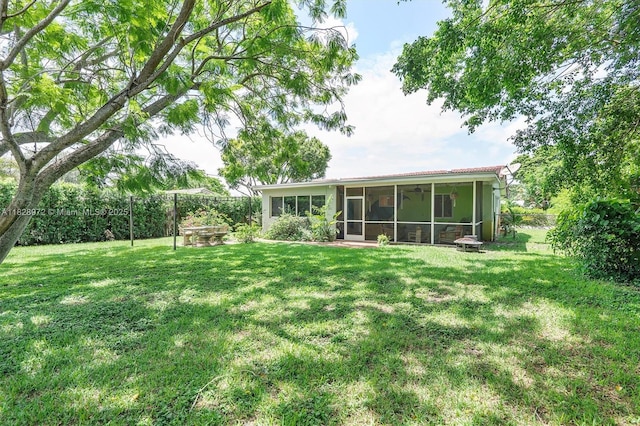 220 NW 35th Ct, Oakland Park, FL 33309 - rear view of house featuring a sunroom and a fenced backyard