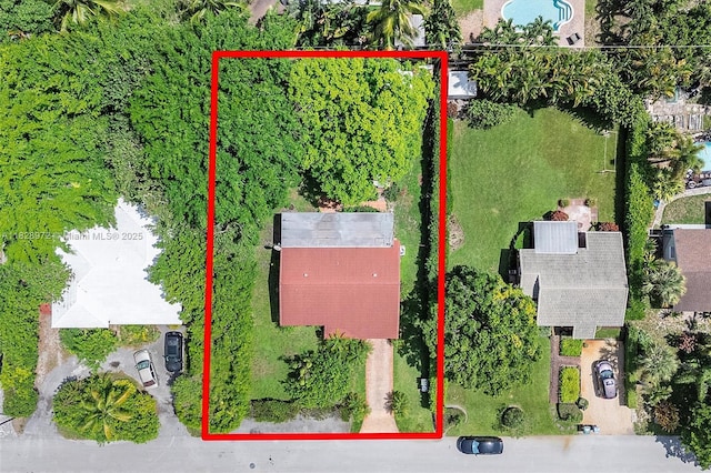 220 NW 35th Ct, Oakland Park, FL 33309 - aerial view of property and surrounding area featuring property boundaries highlighted