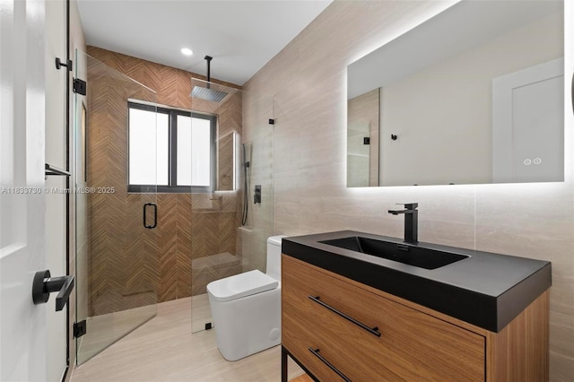 1340 SW 27th Pl, Boynton Beach, FL 33426 - full bath featuring tile walls, vanity, and a stall shower