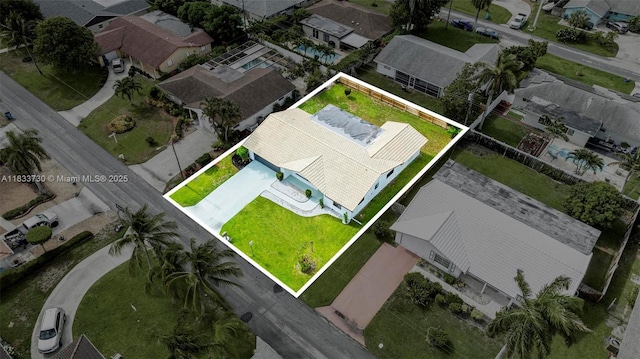 1340 SW 27th Pl, Boynton Beach, FL 33426 - aerial perspective of suburban area with property boundaries highlighted