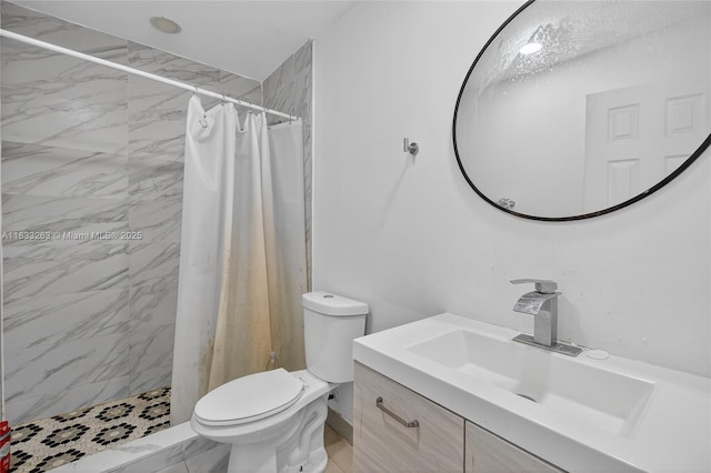 8224 NW 1st Pl, Miami, FL 33150 - bathroom featuring vanity, marble look tiles, and a stall shower
