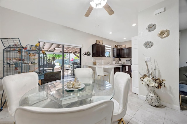 3777 SE 1st St, Homestead, FL 33033 - dining room with a ceiling fan, light tile patterned flooring, and recessed lighting