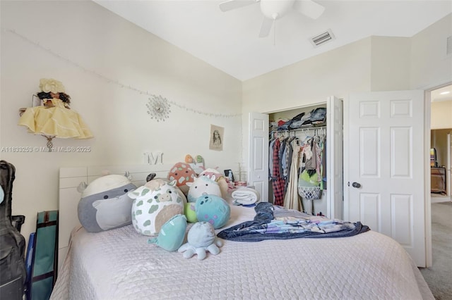 3777 SE 1st St, Homestead, FL 33033 - carpeted bedroom featuring a closet and ceiling fan
