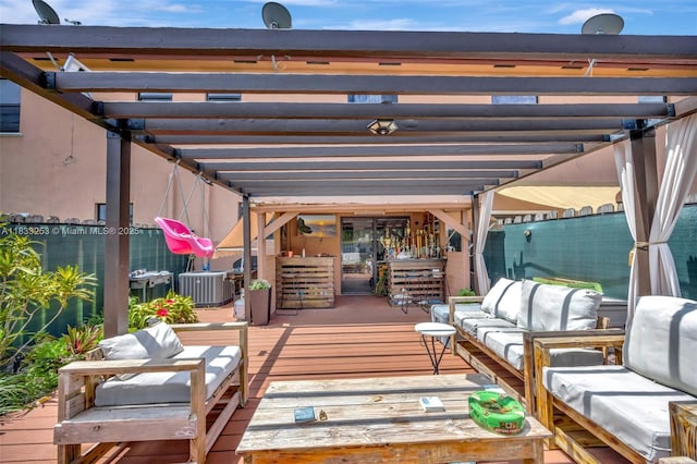 3777 SE 1st St, Homestead, FL 33033 - view of patio / terrace featuring an outdoor living space and a wooden deck
