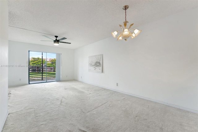 10304 Sunrise Lakes Blvd Unit 209, Sunrise, FL 33322 - carpeted spare room featuring a chandelier, a textured ceiling, and ceiling fan
