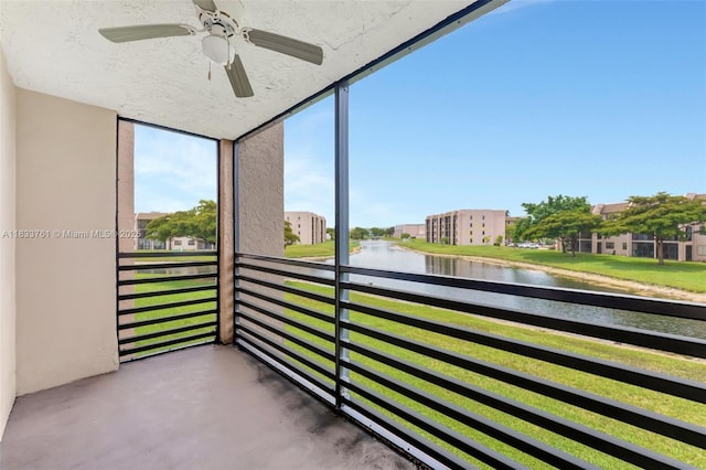 10304 Sunrise Lakes Blvd Unit 209, Sunrise, FL 33322 - balcony featuring a water view and ceiling fan