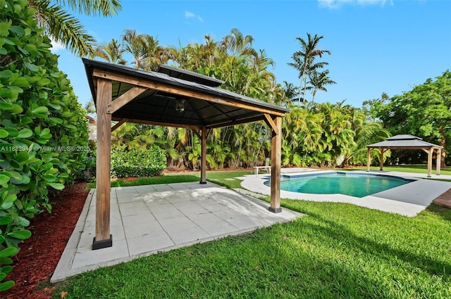 8250 SW 187th St, Cutler Bay, FL 33157 - swimming pool with a gazebo, a yard, and a patio
