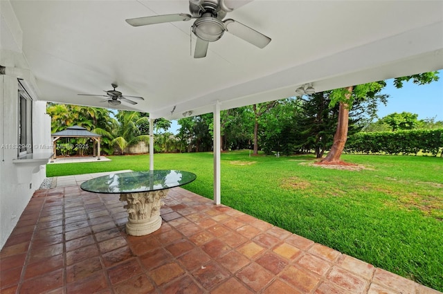 8250 SW 187th St, Cutler Bay, FL 33157 - view of patio / terrace with a ceiling fan and a gazebo
