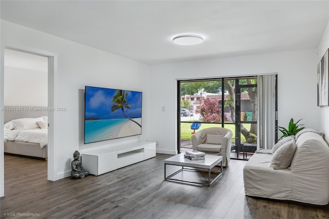 37 Seville Cir Unit 1-50, Davie, FL 33324 - living room featuring wood finished floors and baseboards