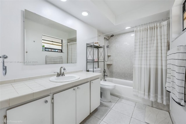 37 Seville Cir Unit 1-50, Davie, FL 33324 - full bathroom featuring vanity, shower / bath combo, tile patterned flooring, and recessed lighting