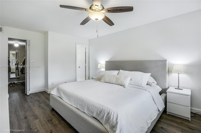 37 Seville Cir Unit 1-50, Davie, FL 33324 - bedroom with dark wood-type flooring and ceiling fan