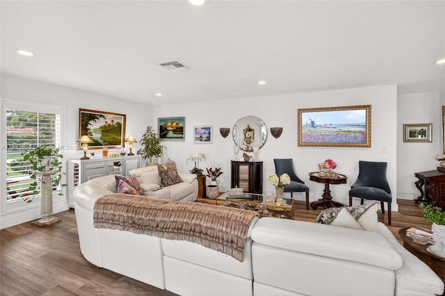 240 NE 97th St, Miami Shores, FL 33138 - living room featuring recessed lighting and dark wood-style flooring