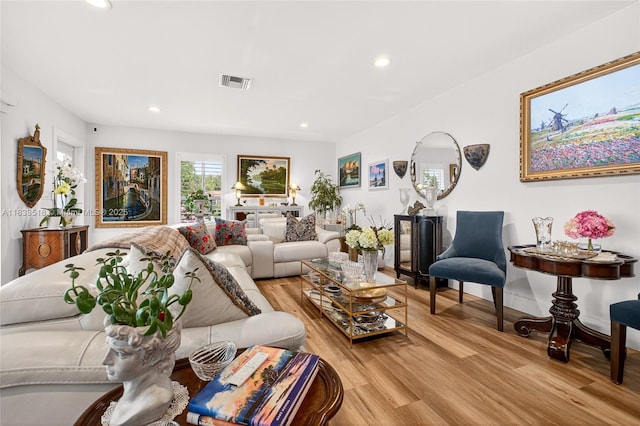 240 NE 97th St, Miami Shores, FL 33138 - living room with light wood-type flooring and recessed lighting