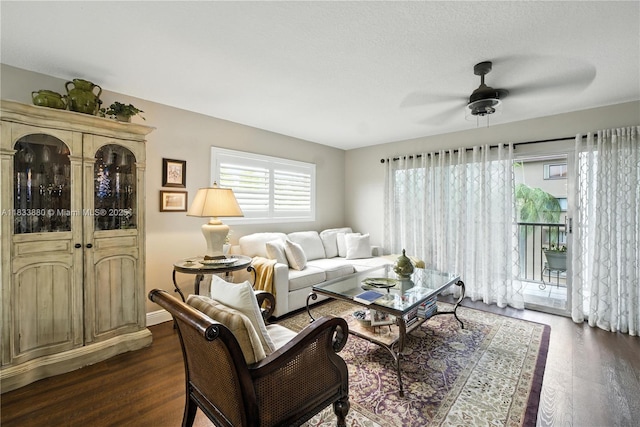 1651 SW 127th Ave Unit 301A, Pembroke Pines, FL 33027 - living room with dark wood finished floors and a ceiling fan